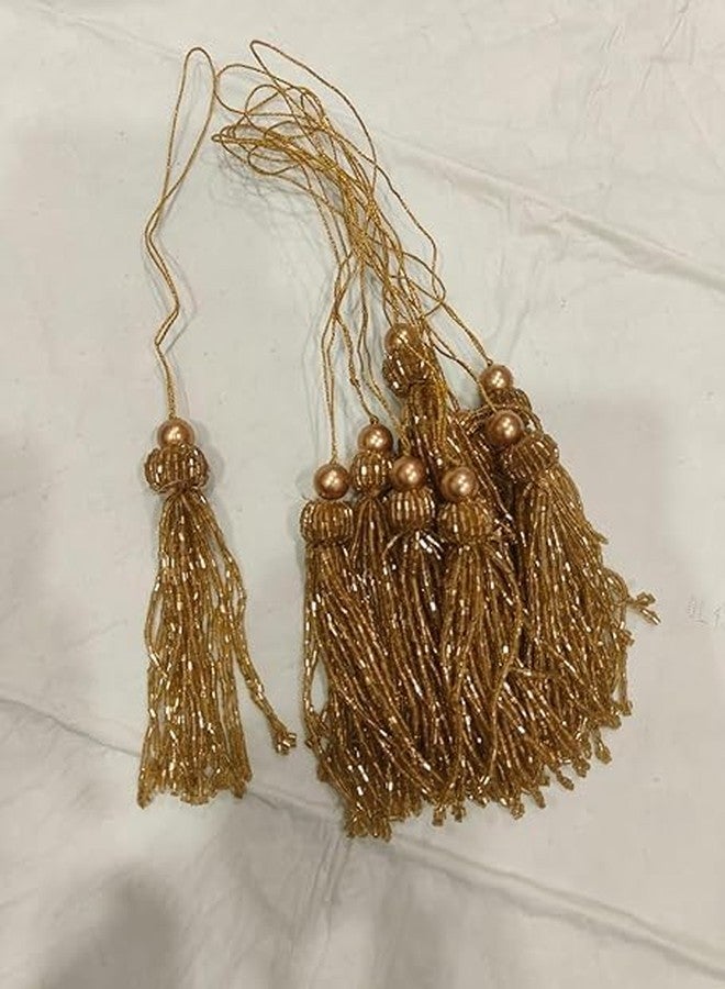 SP Sellplus DIY Craft Accessory Handmade latkan for Saree Pallu Blouse hangings Tassels | Art Craft | Wall Hanging Making | with Loop for Jewelry Making Souvenir (Golden) (RM-Tassel08) - Image 3